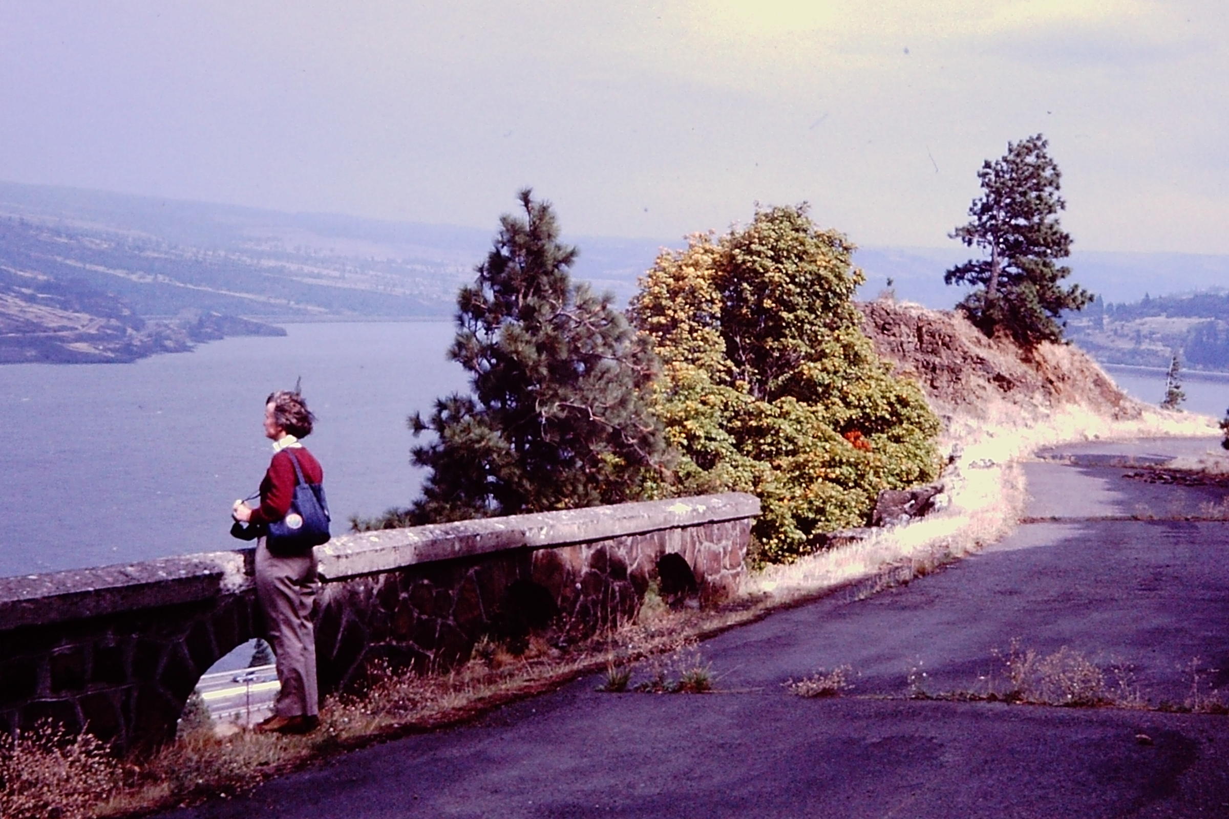 Nancy on state highway trail 1985.